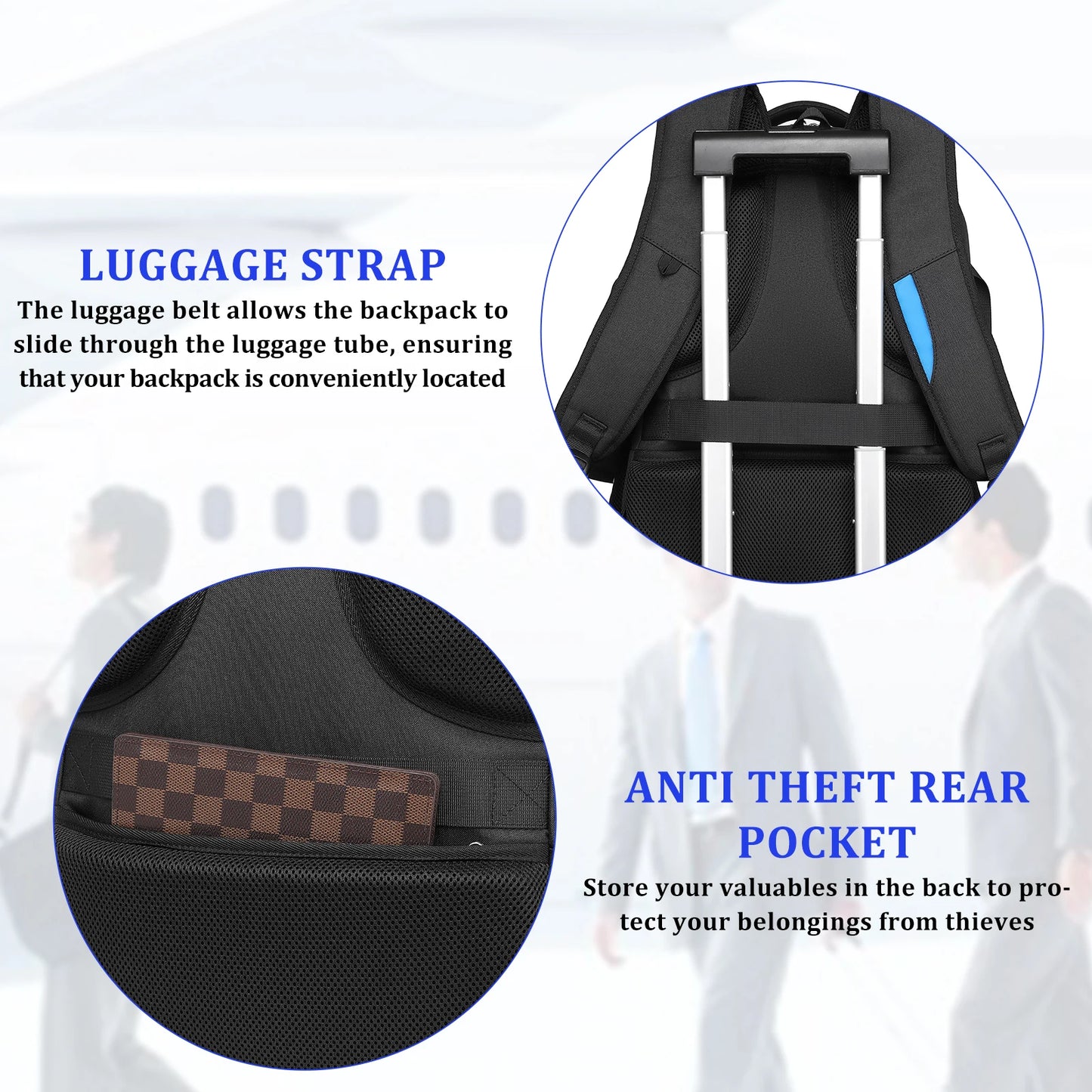 Backpack 15.6-inch Laptop USB Charge Travel Notebook