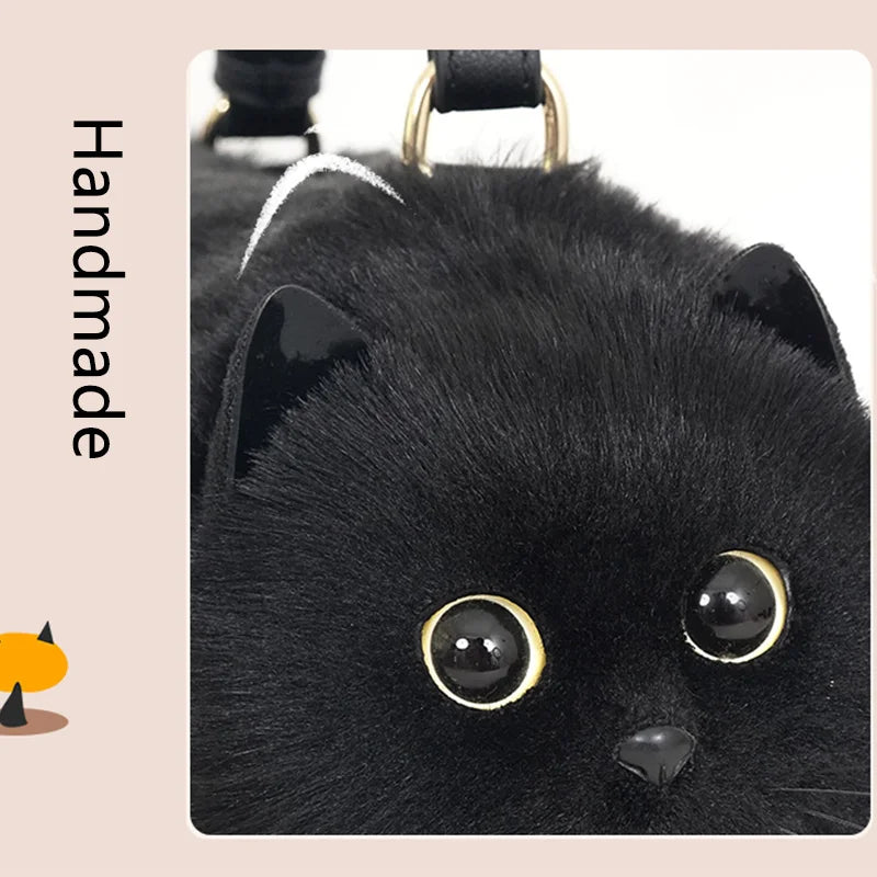 Luxury Mini Cute Black Cat Bag Women's Leather Handbags