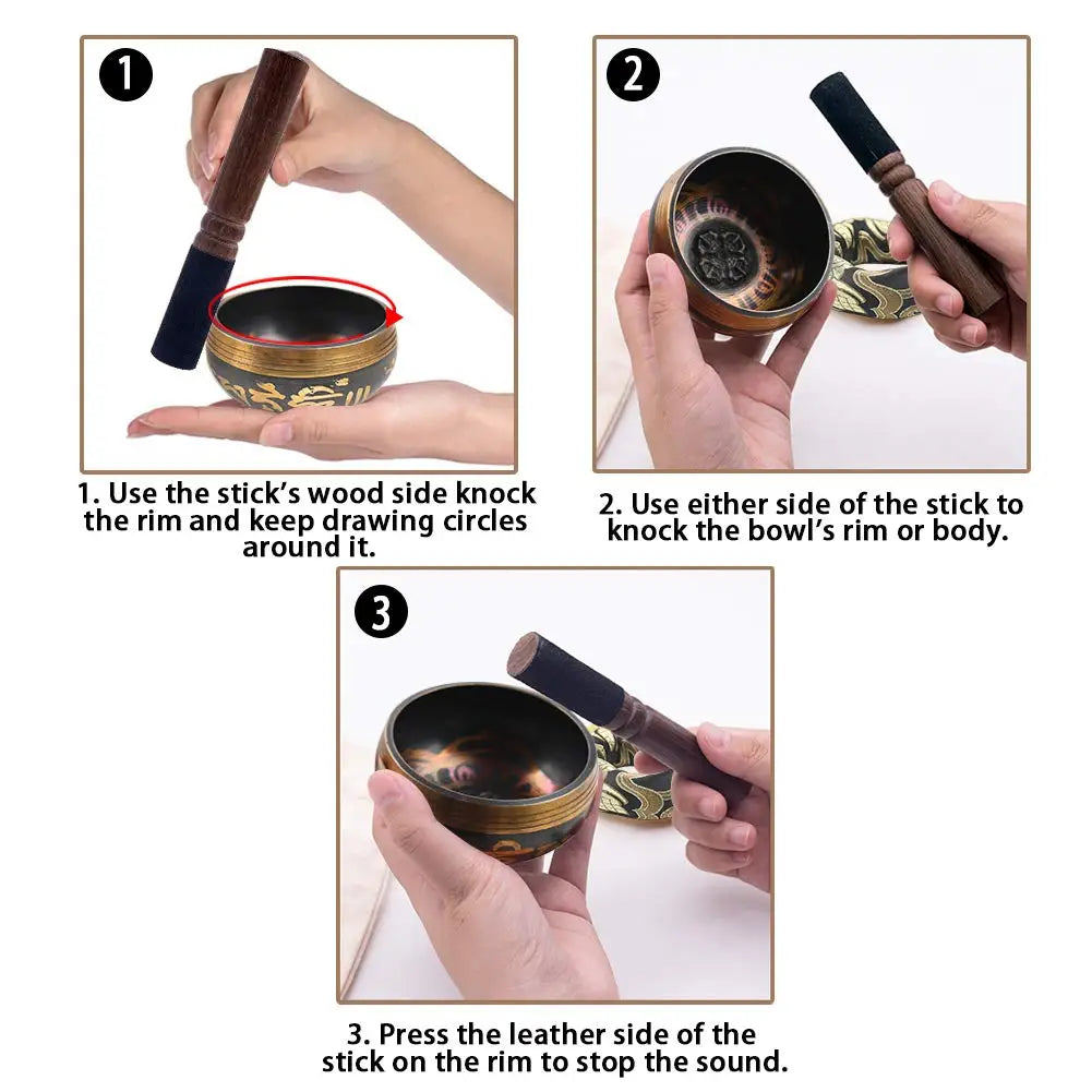 Tibetan Singing Bowl Set Lotus