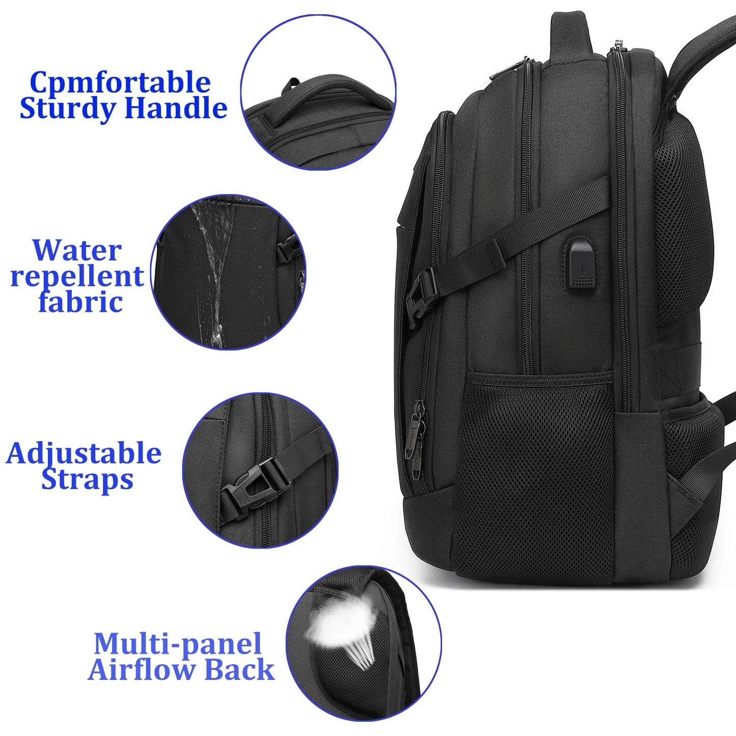 Backpack 15.6-inch Laptop USB Charge Travel Notebook