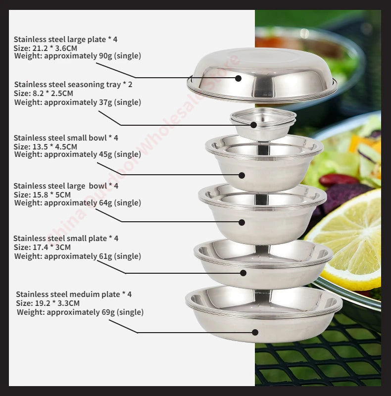 Camp Cooking Portable Dining Plate Set of 22