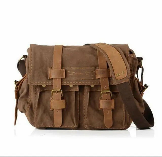 Men's Vintage Canvas Leather Satchel