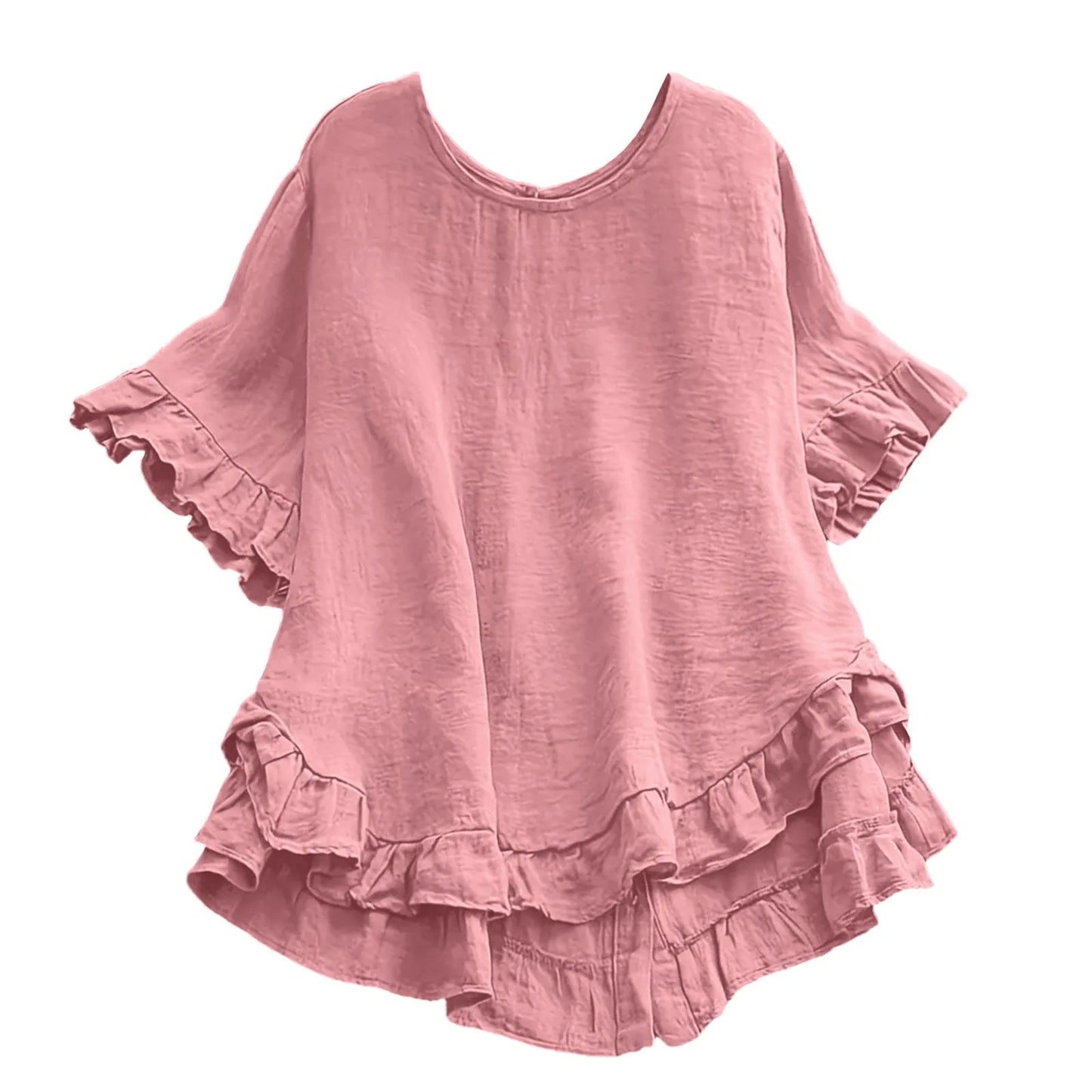 Summer Short Sleeve Shirts Ruffled Blouses