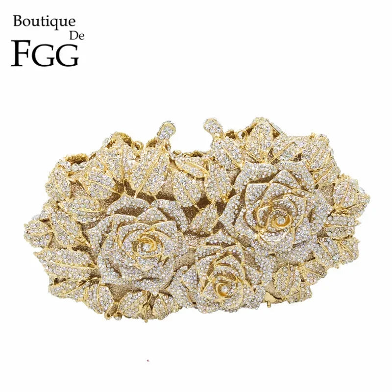 Elegant Flower Crystal Evening Bag