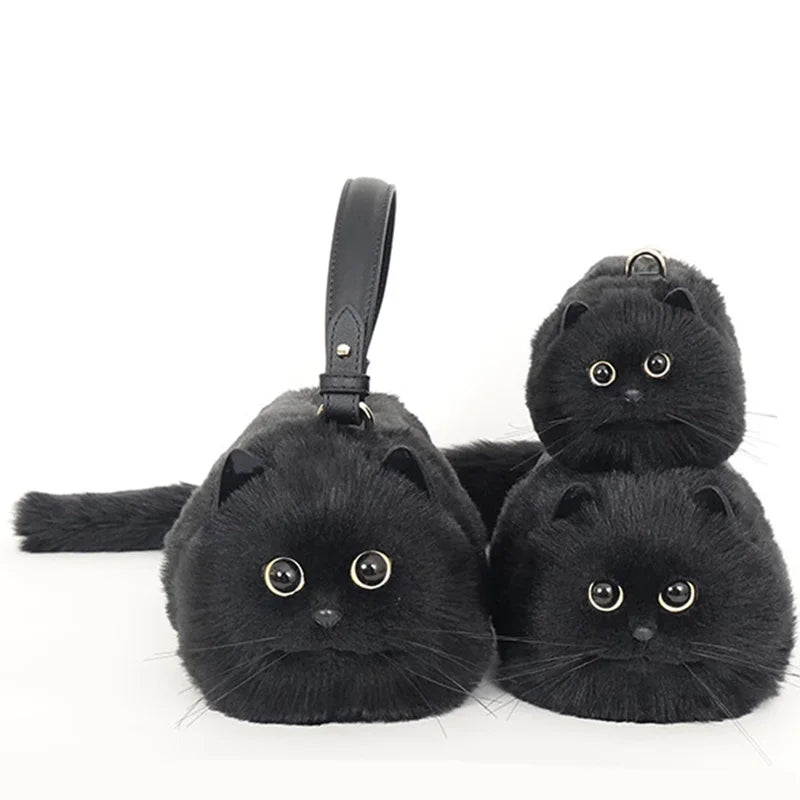 Luxury Mini Cute Black Cat Bag  Women's Leather Handbags