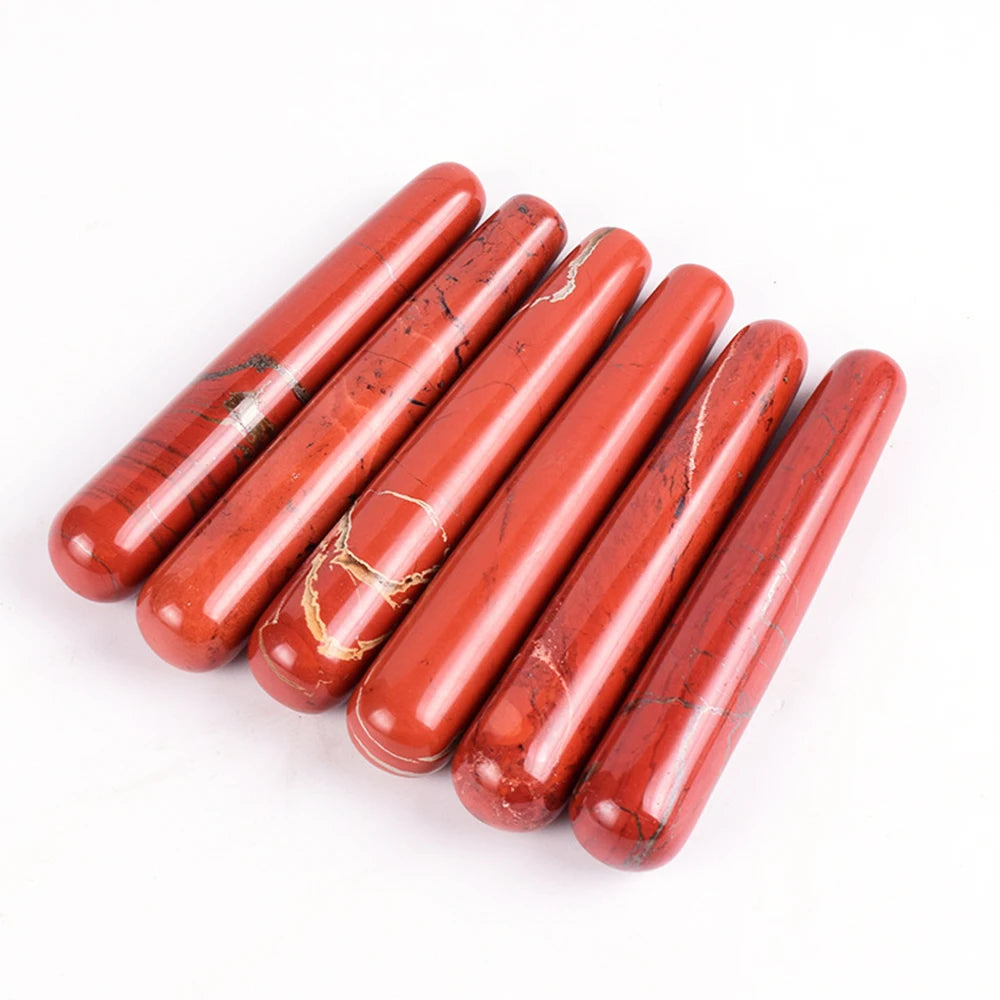 5Pcs/Lot Natural Red Jasper Wand Facial Skin Care Tools Massage Beauty Lifting Slimming Massage Stick Wholesale & DropShipping