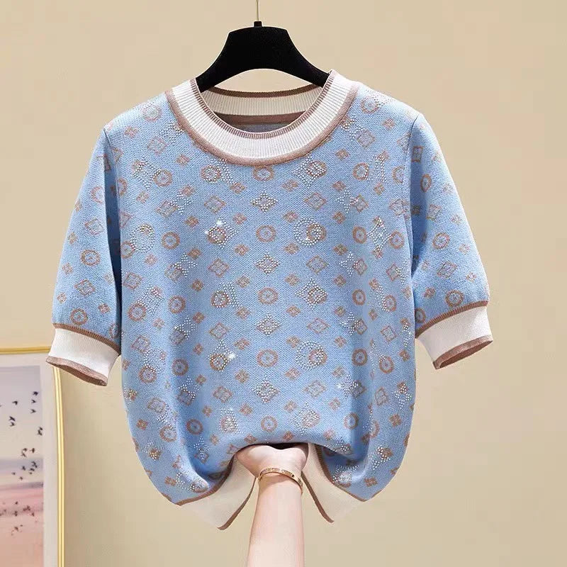 Summer Women Short Sleeve Fashion Knit