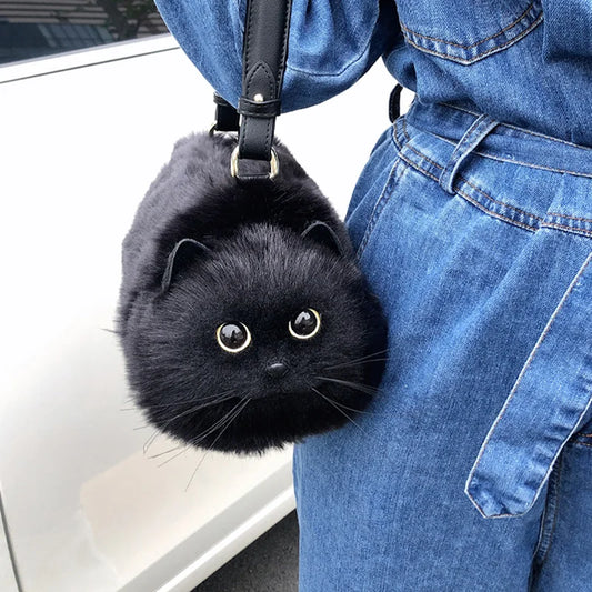 Luxury Mini Cute Black Cat Bag  Women's Leather Handbags