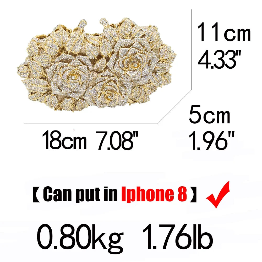 Elegant Flower Crystal Evening Bag