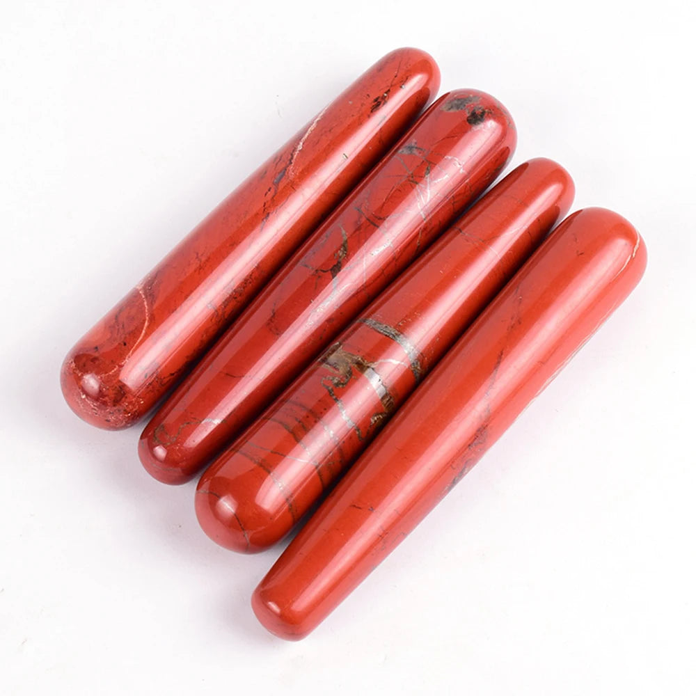 5Pcs/Lot Natural Red Jasper Wand Facial Skin Care Tools Massage Beauty Lifting Slimming Massage Stick Wholesale & DropShipping