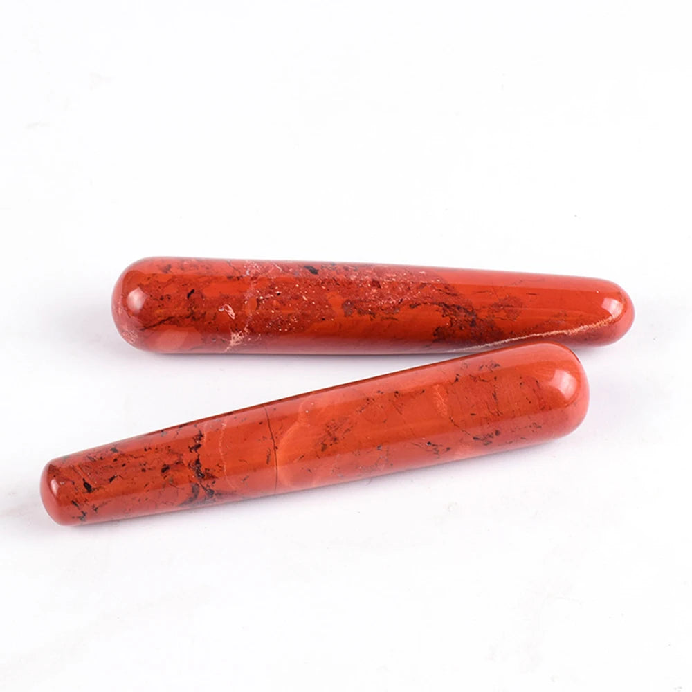 5Pcs/Lot Natural Red Jasper Wand Facial Skin Care Tools Massage Beauty Lifting Slimming Massage Stick Wholesale & DropShipping