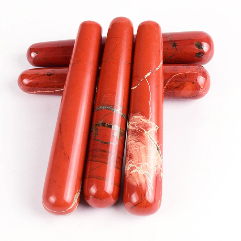 5Pcs/Lot Natural Red Jasper Wand Facial Skin Care Tools Massage Beauty Lifting Slimming Massage Stick Wholesale & DropShipping