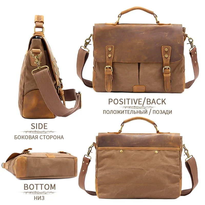 MARKROYAL Vintage  Leather Canvas Messenger