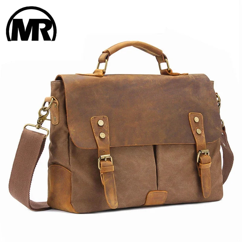 MARKROYAL Vintage  Leather Canvas Messenger